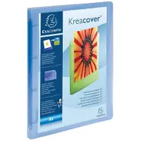 Exacompta Classeur 4 anneaux 30mm polypropylène chromaline 10/10e Krea Cover - A4 maxi Bleu transparent