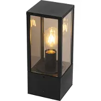 QAZQA Staande buitenlamp zwart met smoke 40 cm IP44 - Charlois