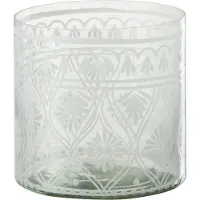 J-Line windlicht Patroon - glas - transparant/wit - small - 4 stuks
