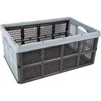 Merkloos Duurzame Blauwe Vouwkrat 32 Liter van Gerecycled Plastic 50cm x 21cm x 33cm Opbergbox Zonder Deksel Met Soft-Touch