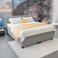 Mörgenn Boxspring Capri - Pocketvering Boxen en matrassen - Luxe 12cm topper - Lichtgrijs - 90x220 cm - Inclusief Dekbed en Kussens