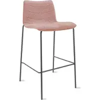 Workliving Verona Barkruk 75 cm - Wolvilt Fenice 152 zachtroze - frame zwart