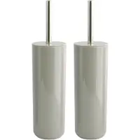 Spirella MSV Porto Toilet/wc-borstel houder - 2x - kunststof - taupe - 38 cm - Toiletborstels