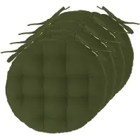 Atmosphera Stoelkussens rond - 4x - olijfgroen - katoen - 38 x 6.5 cm - wicker zitkussen - tuinstoelkussens