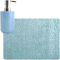 MSV badkamer droogloop tapijt - Langharig - 50 x 70 cm - incl zeeppompje zelfde kleur - lichtblauw - Badmatjes