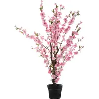 Atmosphera Kunstplant kersenboom met bijpassende pot - 60x60x100cm - Multi Roze
