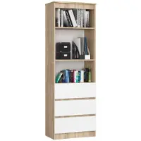 Akord Kantoorkast R60 met 3 Lades / Furniture Factory / Sonoma Eik - Wit / 60 x 180 x 35 cm