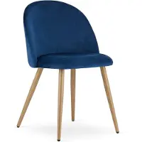 Leobert Stoel BELLO - Donkerblauw Velvet, Zwarte Metalen Poten, Modern Design en Uitstekend Zitcomfort voor Woonkamer, Slaapkamer, Eetkamer of Kantoor, Max. 120 kg