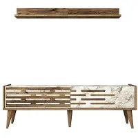 Skye Decor Set van TV-meubel en wandrek Valensiya | kunststof wit 140x45x35 cm tv-meubels | NADUVI