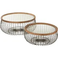 J-Line Set van 2 salontafels rond metaal/glas zwart
