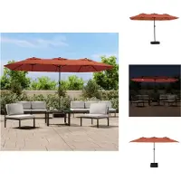 vidaXL Parasol dubbel dak met LED 449x265 cm terracottakleurig