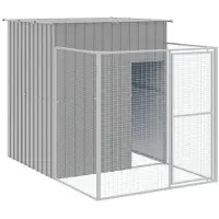 vidaXL Hondenhok met ren 165x455x181 cm staal lichtgrijs