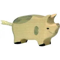 Holztiger Figurine - - Vlekbig - Handgeschilderd hout - Europese productie - 14 x 2,8 x 7 cm