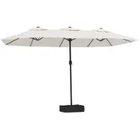 The Living Store Parasol - LED-verlichting - 449x265x245 cm - Zandwit - Donkergrijs