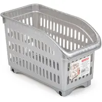 Forte Plastics Plasticforte opberg Trolley Container - zilver - op wieltjes - L30 x B15 x H18 cm - kunststof - Opberg trolley