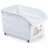 Forte Plastics Plasticforte opberg Trolley Container - wit - op wieltjes - L30 x B18 x H19 cm - kunststof - Opberg trolley