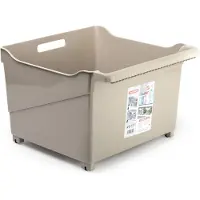 Forte Plastics Plasticforte opberg Trolley Container - beige - op wieltjes - L39 x B38 x H26 cm - kunststof - Opberg trolley