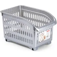 Forte Plastics Plasticforte opberg Trolley Container - zilver - op wieltjes - L30 x B18 x H19 cm - kunststof - Opberg trolley