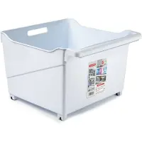 Forte Plastics Plasticforte opberg Trolley Container - wit - op wieltjes - L39 x B38 x H26 cm - kunststof - Opberg trolley