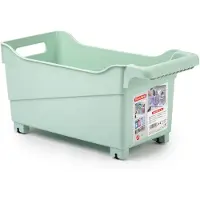 Forte Plastics Plasticforte opberg Trolley Container - mintgroen - op wieltjes - L38 x B18 x H18 cm - kunststof - Opberg trolley