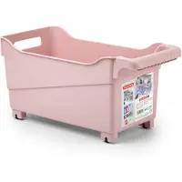 Forte Plastics Plasticforte opberg Trolley Container - roze - op wieltjes - L38 x B18 x H18 cm - kunststof - Opberg trolley