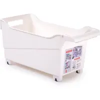 Forte Plastics Plasticforte opberg Trolley Container - ivoor wit - op wieltjes - L38 x B18 x H18 cm - kunststof - Opberg trolley