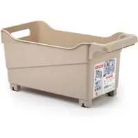 Forte Plastics Plasticforte opberg Trolley Container - beige - op wieltjes - L38 x B18 x H18 cm - kunststof - Opberg trolley