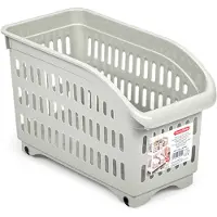 Forte Plastics Plasticforte opberg Trolley Container - beige - op wieltjes - L30 x B15 x H18 cm - kunststof - Opberg trolley