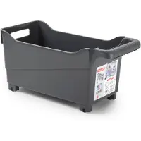 Forte Plastics Plasticforte opberg Trolley Container - zwart - op wieltjes - L38 x B18 x H18 cm - kunststof - Opberg trolley