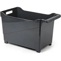 Forte Plastics Plasticforte opberg Trolley Container - zwart - op wieltjes - L45 x B24 x H27 cm - kunststof - Opberg trolley