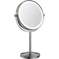 Guido Gusto Make-up spiegel staand 10x vergrotend met dimbare LED verlichting gun metal
