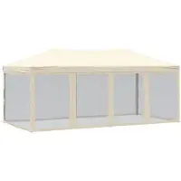 vidaXL - Partytent - inklapbaar - met - zijwanden - 3x6 - m - crèmekleurig