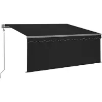 vidaXL Luifel met rolgordijn, LED en windsensor 3,5x2,5 m antraciet