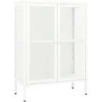 vidaXL Dressoir 75x35x105 cm staal en glas wit