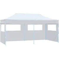 vidaXL Partytent pop-up met zijwanden 3x6 m staal wit