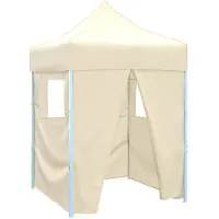 vidaXL Partytent met 4 zijwanden inklapbaar 2x2 m staal crème