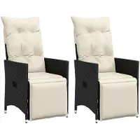 vidaXL Tuinstoelen 2 st verstelbaar met kussens poly rattan zwart