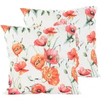 Anna's Collection Sierkussen voor binnen en buiten - 2x - bloemenprint - wit - 45 x 45 cm - tuinkussen - Sierkussens