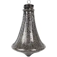 Clayre & Eef Kerstbal Ø 21x31 cm Zwart Glas Kerstboomversiering Zwart Kerstboomversiering