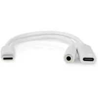 Nedis USB-C Adapter | USB 2.0 | USB-C Male | USB-C Female / 3,5 mm Female | 0.10 m | Rond | Vernikkeld | PVC | Wit | Doos - CCGB64922WT01