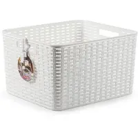 PlasticForte Opbergmand - Kastmand - rotan kunststof - wit - 28 Liter - 34 x 40 x 23 cm - Opbergmanden