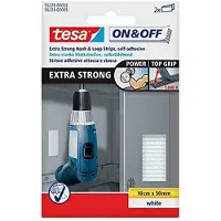 TESA 1x Tesa klittenbandsluiting extra sterk wit 10 x 5 cm - Klusbenodigdheden - Huishouden - Tesa - Klittenband/velcro - Haak/lus deel - Extra sterke ophang klittenbanden