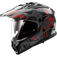 LS2 MX702 Pioneer II Crazy Zwart Rood Adventure Helm Maat XL