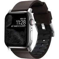 Nomad Active Pro Leather Apple Watch 49 / 46 / 45 / 44 Mm Bandje Bruin Zilver