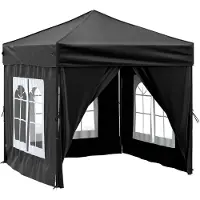 vidaXL Partytent inklapbaar met zijwanden 2x2 m zwart
