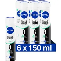 Nivea Invisible For Black & White Fresh Deodorant Spray - Anti Vlekken Deo - 72u bescherming - Voordeelverpakking - 6x 150ml