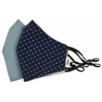 Tilley mondkapje Navy Print en Solid Mid Blue (2 stuks)