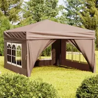 The Living Store De Living Store partytent, inklapbaar met zijwanden, in de kleur taupe, afmetingen 3x3 meter