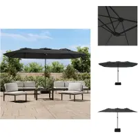 vidaXL Parasol dubbel dak met LED 449x265 cm antracietkleurig