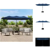 vidaXL Parasol dubbel dak met LED 449x265 cm azuurblauw